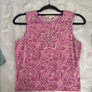 Pink Paisley Sleeveless Top
